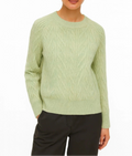 Light green braid knit cable sweater for women