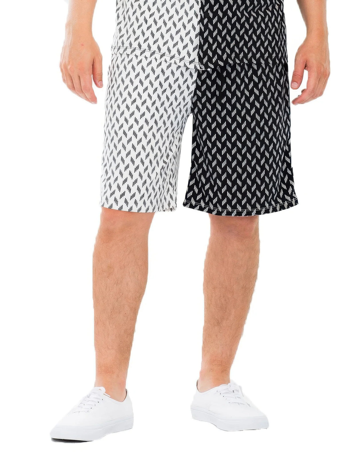 Men's multi-color diamond two-tone print shorts
