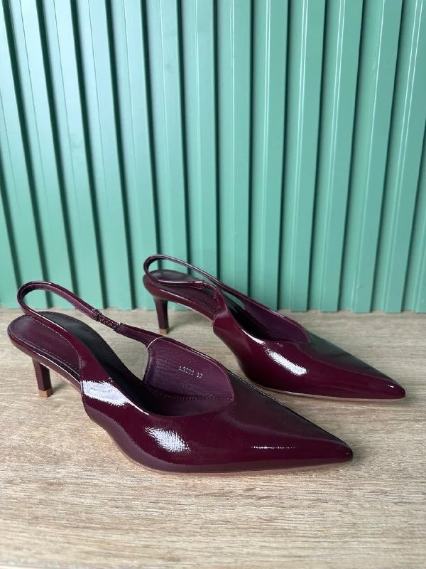 GRETA patent eco-leather pointed pumps for women