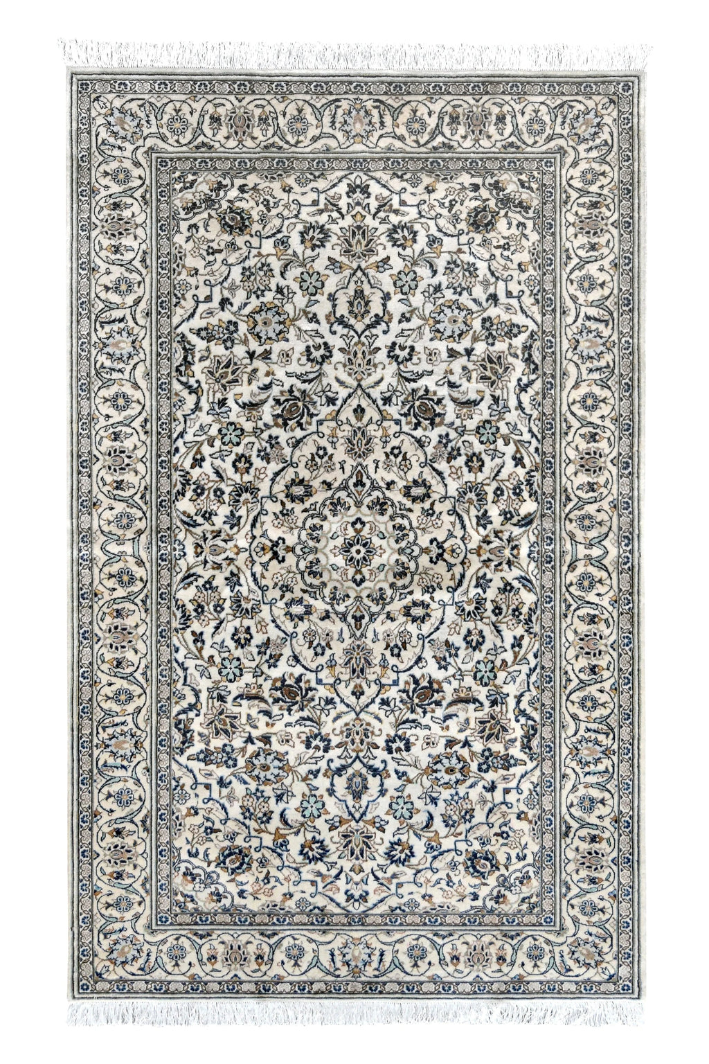 Ivory Persian Kashan handknotted area rug