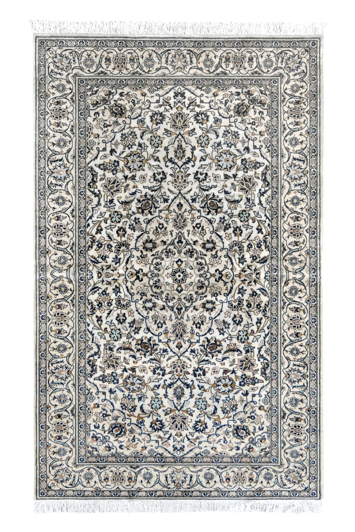 Ivory Persian Kashan handknotted area rug