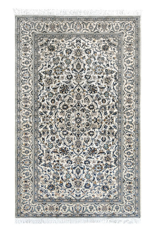Ivory Persian Kashan handknotted area rug