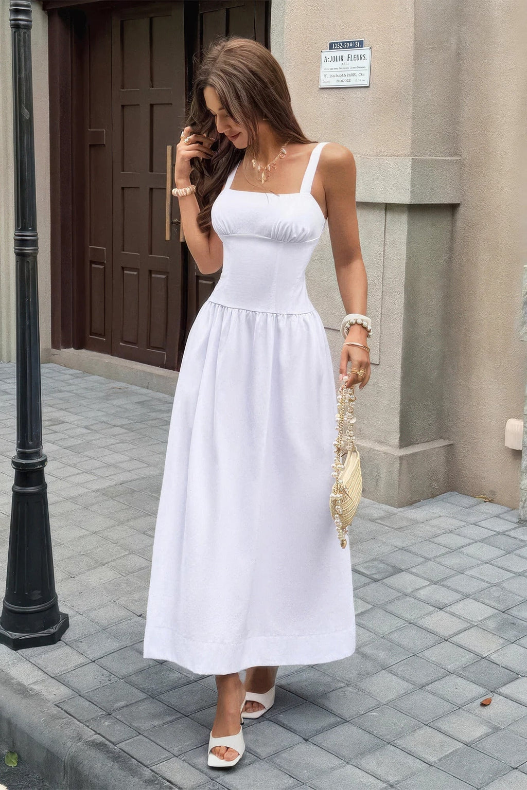 Sleeveless Square Neck Flowy Maxi Dress