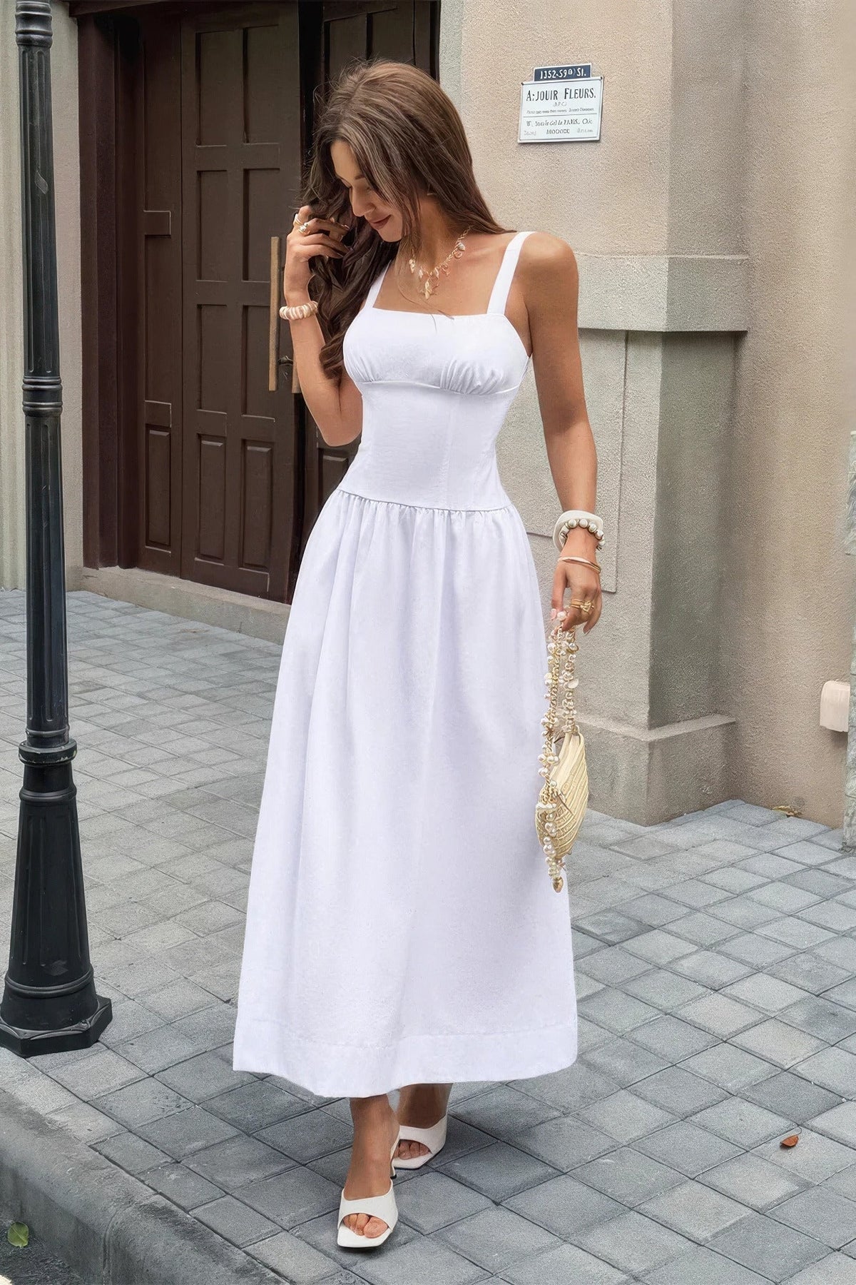 Sleeveless Square Neck Flowy Maxi Dress