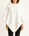 Winter white faux fur poncho for women